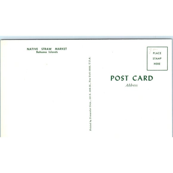 Vintage Postcard Native Straw Market Bahama Islands 5.5x3.5 In Bike Cute Lady - Picture 2 of 2